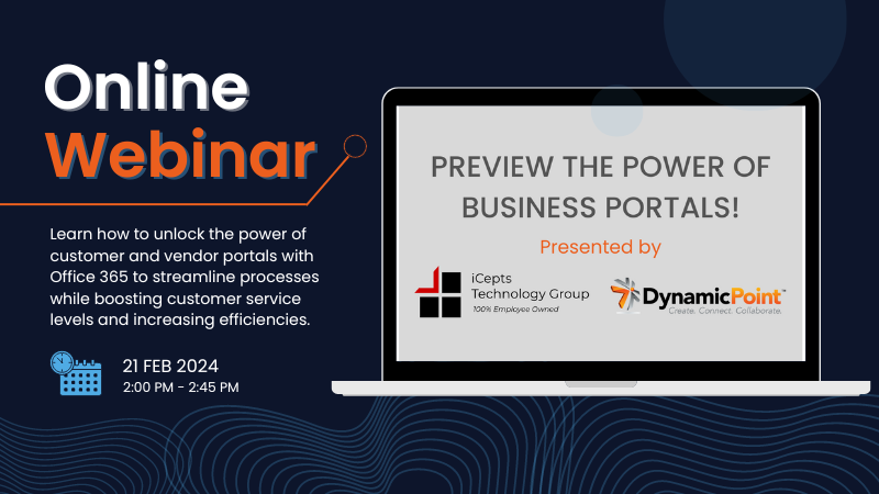 Join @dynamicpoint and <a href="/icepts/">Greg Miles</a> next week to learn how to unlock the power of customer and vendor portals with Office 365 to streamline processes while boosting customer service levels and increasing efficiencies. 

Find out more and register here: bit.ly/48eMZsn