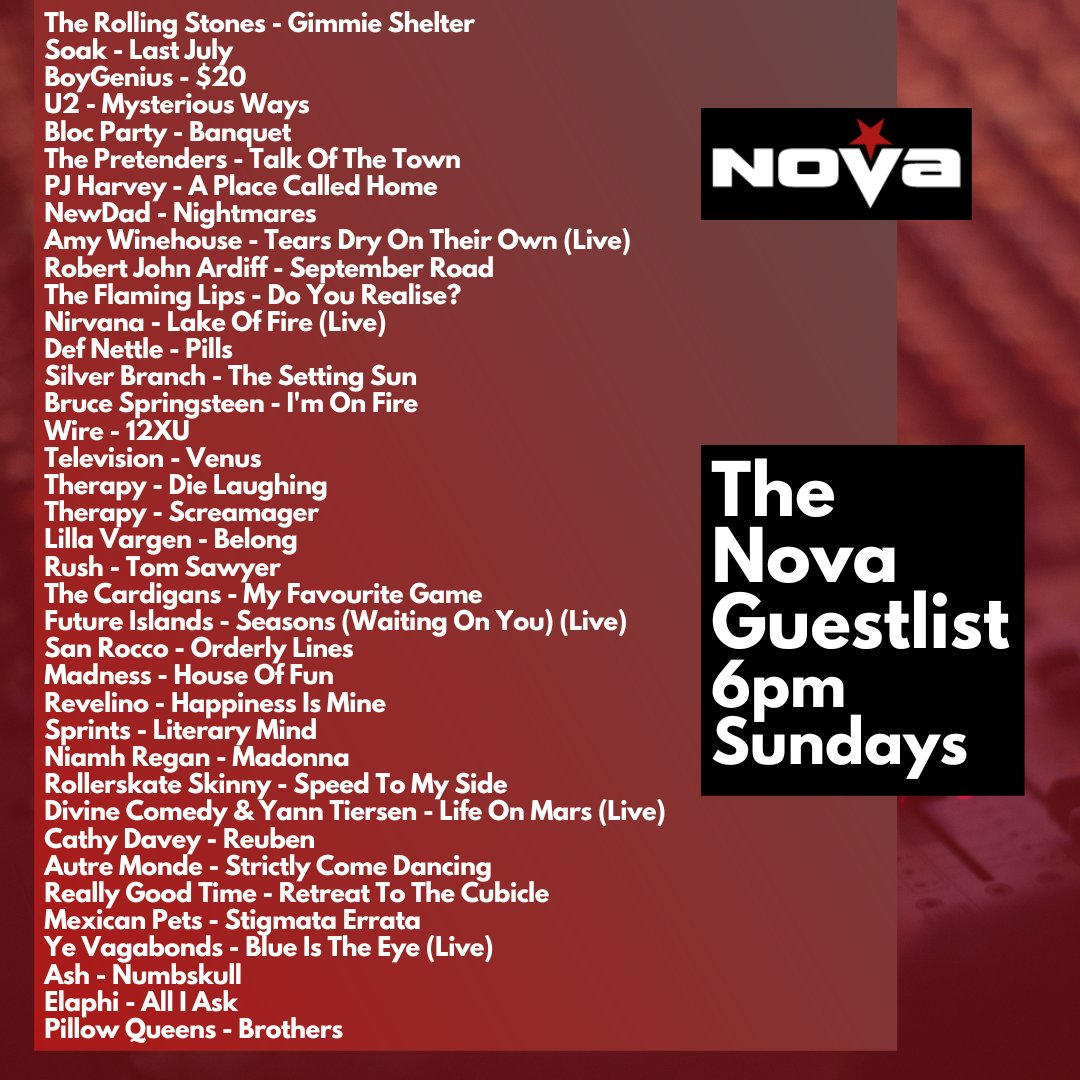 🚨All the great songs on the #NovaGuestlist; Including a Gig of the Week for @RobertJArdiff, & first plays for @ElaphiBand, @ReallyGoodTimee, & @NiamhReganMusic!💚 📻Listen back Now on nova.ie/radio-schedule… or 6pm Sundays on @RadioNova100! #IrishMusicParty #IndieMusic