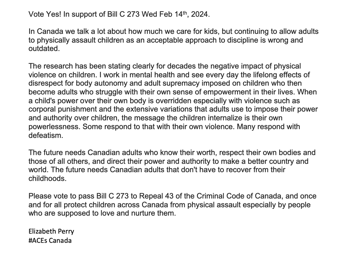 Time to #StandUpForKids Pass #BillC273 to #Repeal43. TY @MPJulian for leading this initiative in @OurCommons  
Vote Yes! to #EndCorporalPunishment in Canada. 
We need to #GetWithTheProgram #EndViolenceAgainstChildren