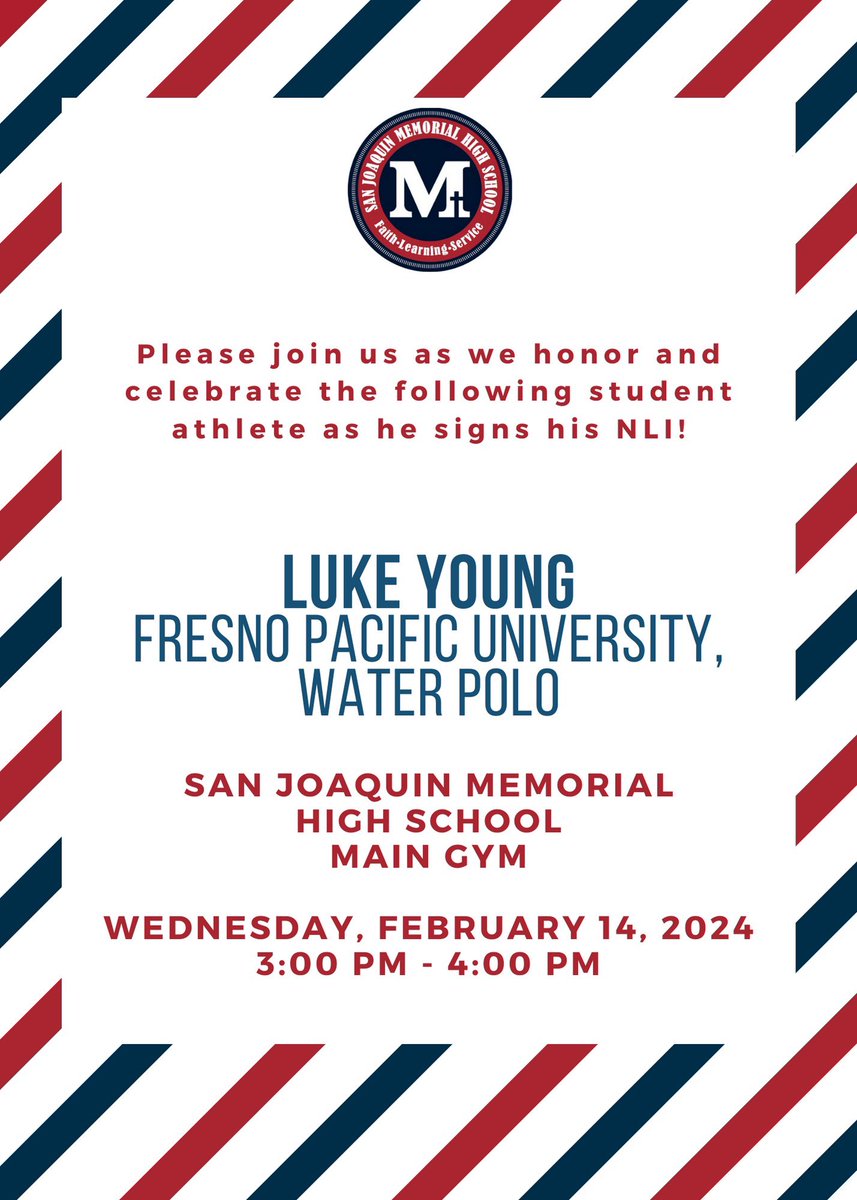 sjmhs's tweet photo. Attention everyone! Please join us tomorrow Wednesday, February 14, 2024 at 3 PM! 🙌🏼💙❤️

Spread the word and we hope to see you there. #athletics https://t.co/l7BNATnNtA