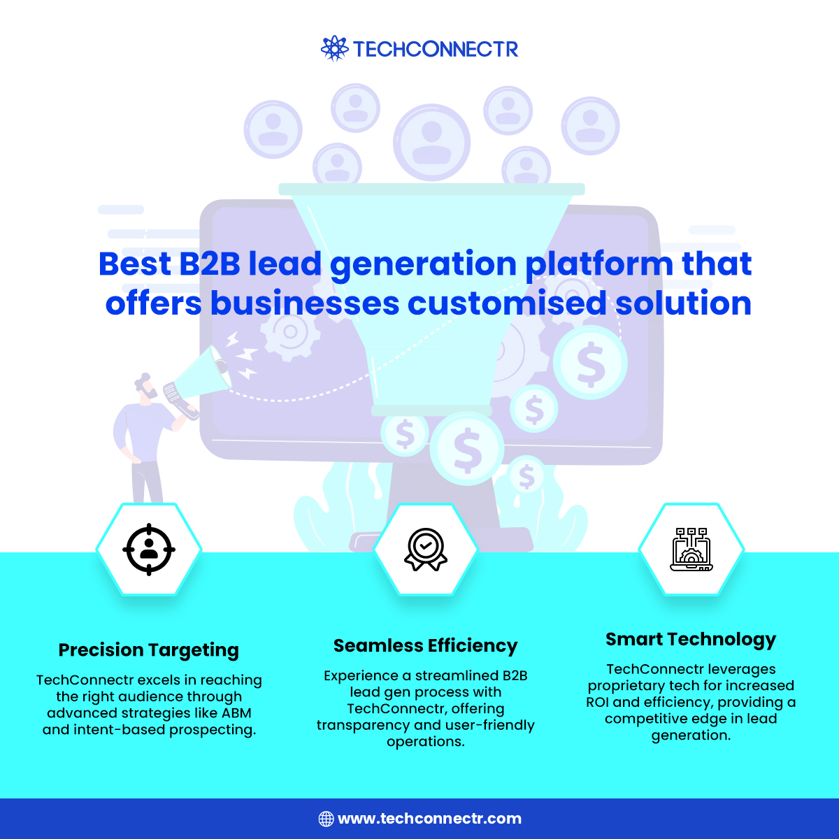 techconnectr_'s tweet photo. Dive into the future of B2B lead generation! 🚀 TechConnectr delivers custom solutions with precision targeting, seamless efficiency, and smart technology. 
#LeadGenRevolution #TechConnectrAdvantage #B2BFuture #Traget #ABM #b2bleadgeneration https://t.co/MhAIGQsK2g