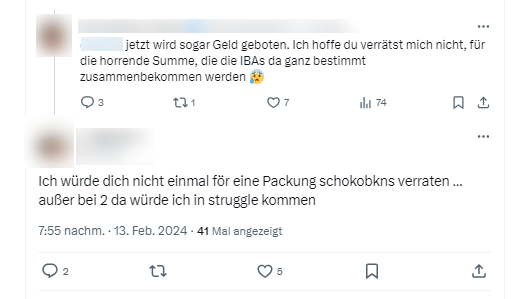 AgainstHate2024's tweet photo. 1/2 Tja, wenn man Zeuge einer Staatsanwaltschaft wird, weil man zur Identitätsaufdeckung von #Hatern und #Siffern durch Dritte benannt wurde, wird es nichts mit Schokobons. Man kann sich der Aussage nicht entziehen, ist zu dieser verpflichtet. https://t.co/Xo3Vrrdytb