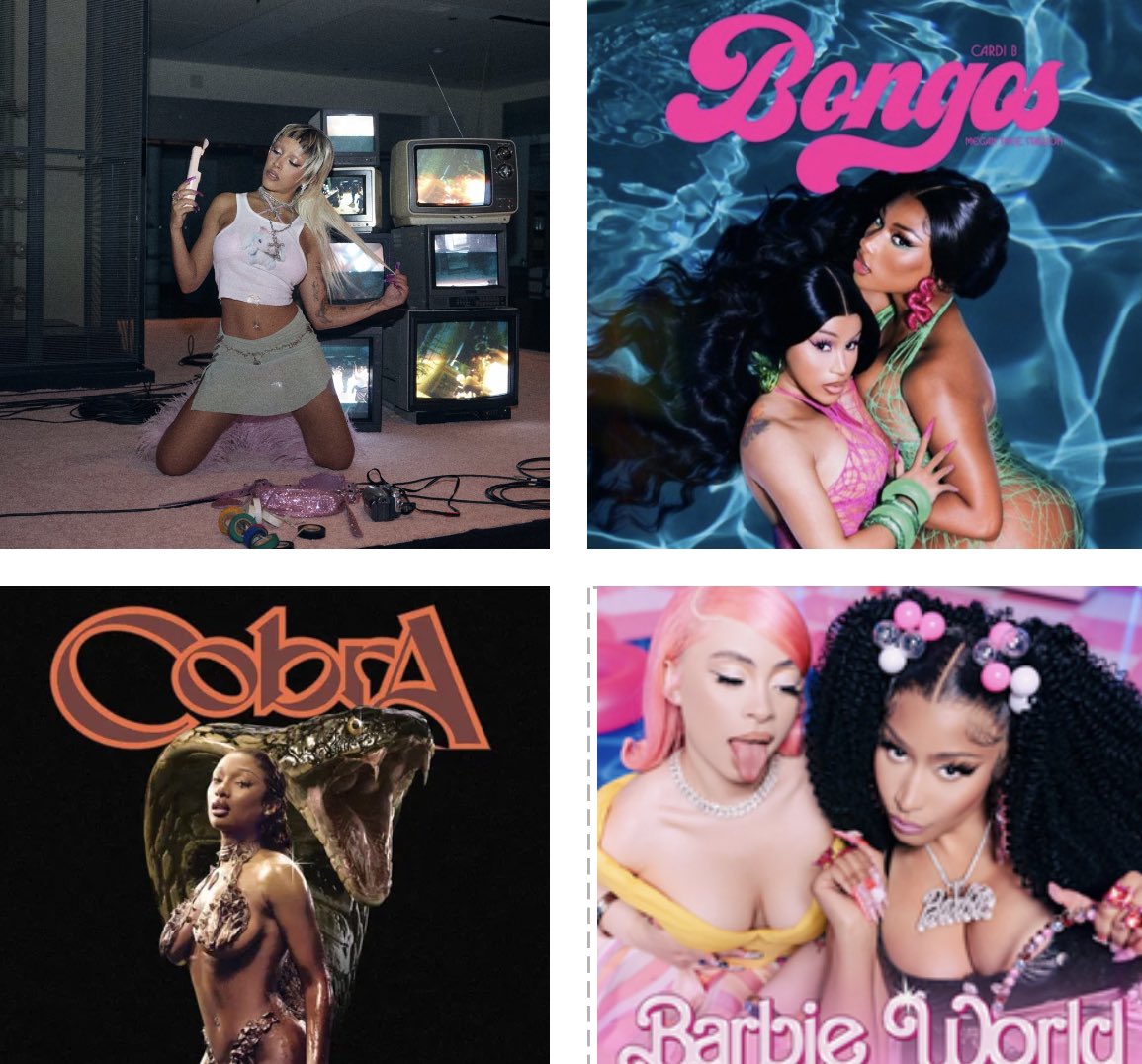 FemaleRapStat's tweet photo. All the women in rap nominated for XXL’s Video of the Year Award 🏆:

-Doja Cat
-Megan Thee Stallion
-Cardi B
-Nicki Minaj
-Ice Spice https://t.co/LgTMT3yg63