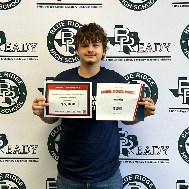 brhs_tigers's tweet photo. Congratulations to Logan King on being accepted to his “first choice” school, Universal Technical Institute. He also placed 2nd in the UTI Dallas Auto Tech Challenge, earning a $5000 scholarship. #BReady #BRHSlearns https://t.co/WvGDlru2kW