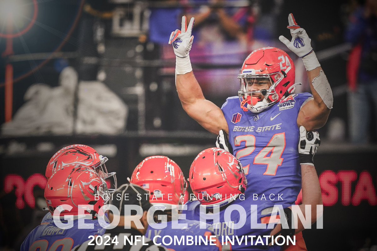 #BoiseState RB George Holani received a NFL Combine invite.

Running backs will work out in Indianapolis on Saturday, March 2.

Holani totaled up 4,373 yards from scrimmage and 34 touchdowns in his college career.
