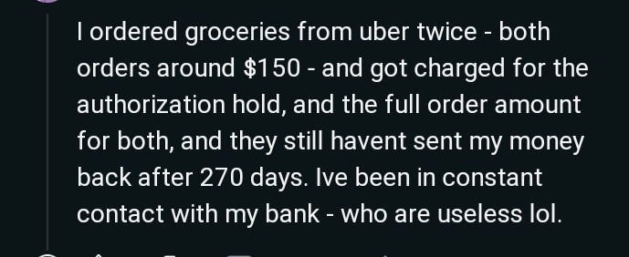 UberThieves's tweet photo. I'll be posting stories from frustrated @Uber @UberEats @Uber_Support customers #UberOne #UberEats #Uber #AuthorizationHold https://t.co/mcGPlQ9X27