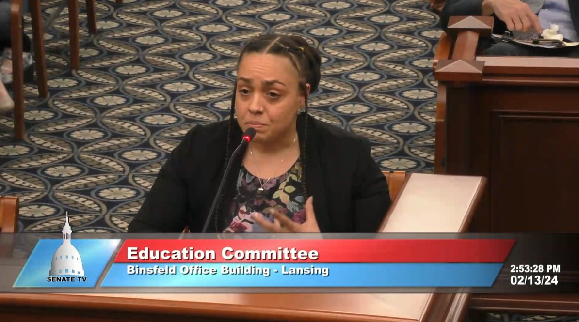 Rebecca Irby <a href="/rebecca_irby/">Rebecca Irby | Equity Doula</a> of @peacinstitute at the MI Senate Ed Committee speaking in support of Literacy for All bills SB 567 &amp; 568 #miched #miedjustice #literacy #freedomtoread #righttoread #dyslexia