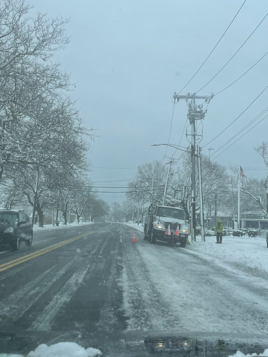 With heavy wet snow and increasing winds, power lines may become dislodged. Here in the Clark’s Point neighborhood, over two hundred homes just lost power. If you see a downed power line, you should call 911.