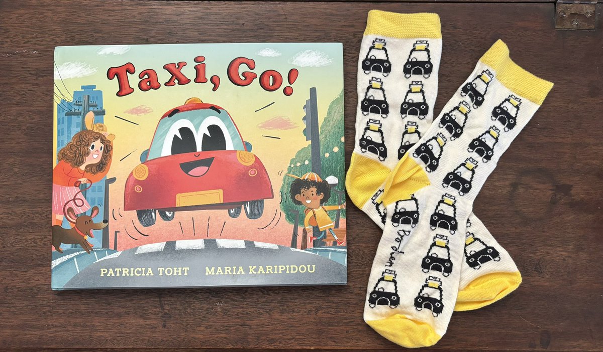 It’s a silly tradition, but a new book calls for new socks! 🧦 #kidlit creators, what’s your special treat on a book birthday? 🥳 📚 #TaxiGo #MariaKaripidou @Candlewick @BIGPictureBooks