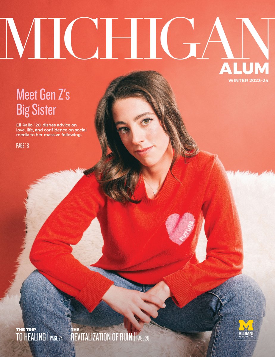 The Winter 2023-24 edition of Michigan Alum magazine is here! Go inside the issue, which features a cover story on content creator, author, and U-M grad @EliRallo: myumi.ch/3Qe2E