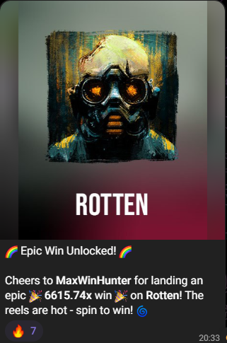 0xMaxWinHunter's tweet photo. I just got a 6727.10x on Rotten from @hacksawgaming 
continuing the hunt on a max win. 🔥🔥 

$TGC #GambleFi

Join the best casino out here: https://t.co/fydQOIm0pD
Community: https://t.co/MxdsboC4eK

Replay: https://t.co/TTMn0wEEjv https://t.co/EqaPxWtgNt