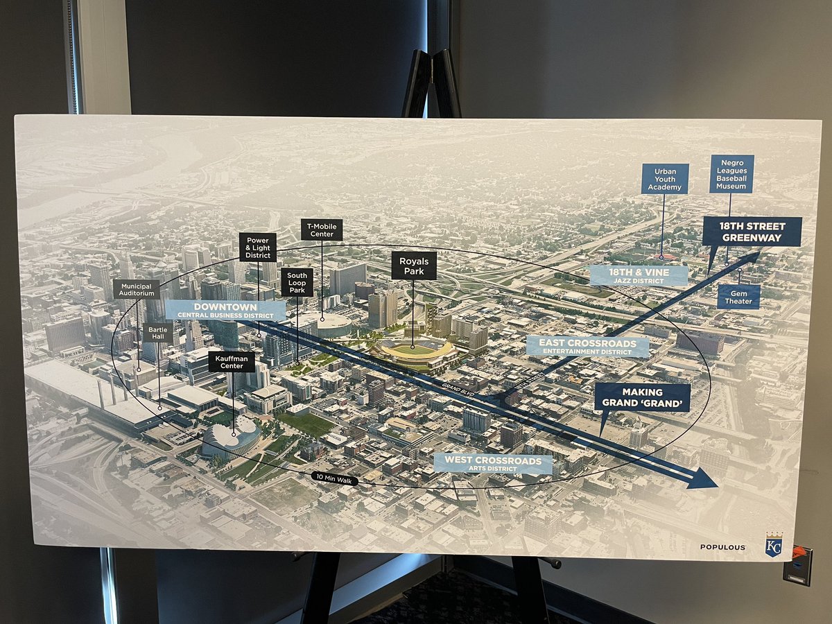 MattEvansKC's tweet photo. First look at the Royals plans to move to the Crossroads district. Full announcement coming at 2:30. We will carry that live on @kmbc https://t.co/YjtutGB7wu