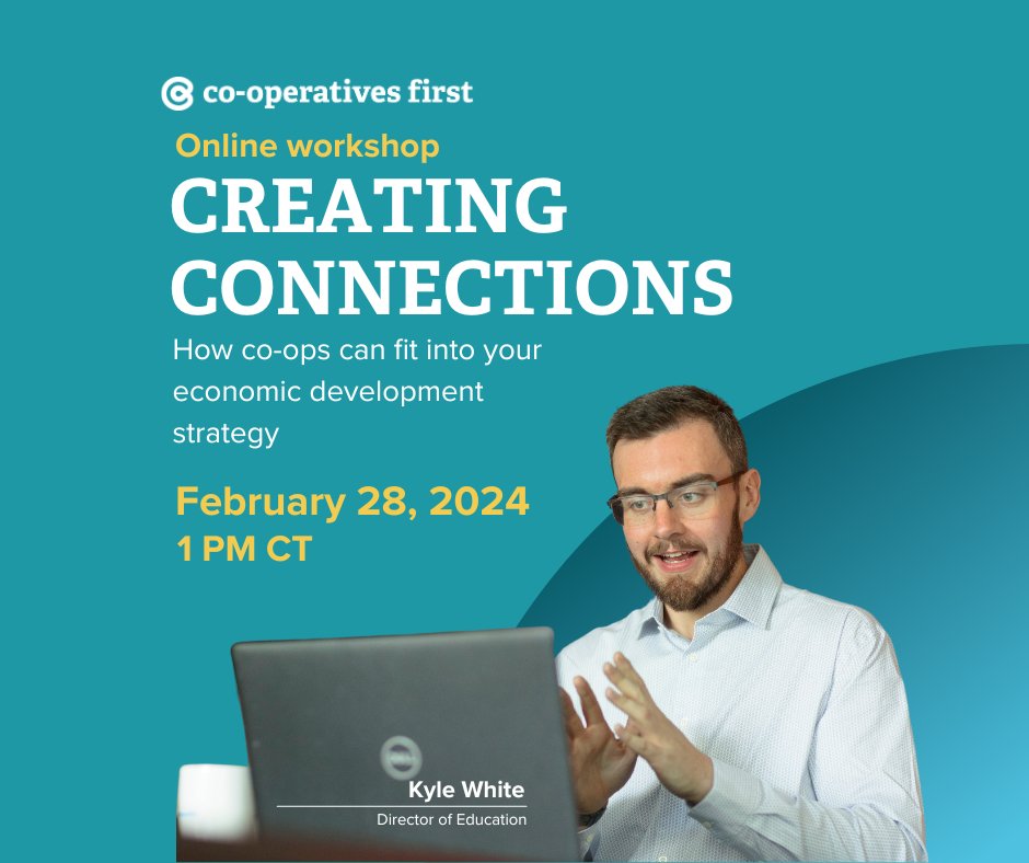 If you work in economic development, this session is for you! Join Kyle on February 28th for this 3-hour, EDAC-accredited workshop about how co-ops can fit into your ec dev strategy. Sign up FREE: bit.ly/3xBpvwT