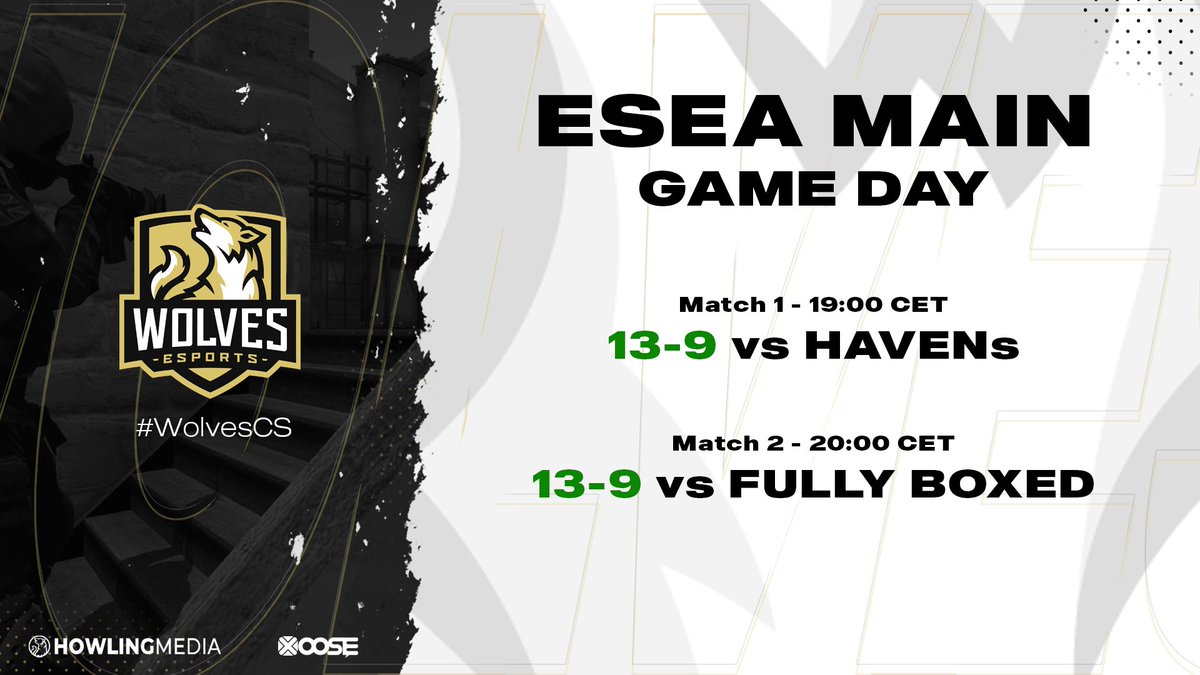 wolves_esports's tweet photo. Two matches, two wins for #WolvesCS in ESEA Main today! Both matches ended 13-9 in favor of the Wolves.
GGs to @HAVENsgg & #FULLYBOXED.
We are now 6-2 in the current season!
#KeepHowling https://t.co/w9EZfJEH27
