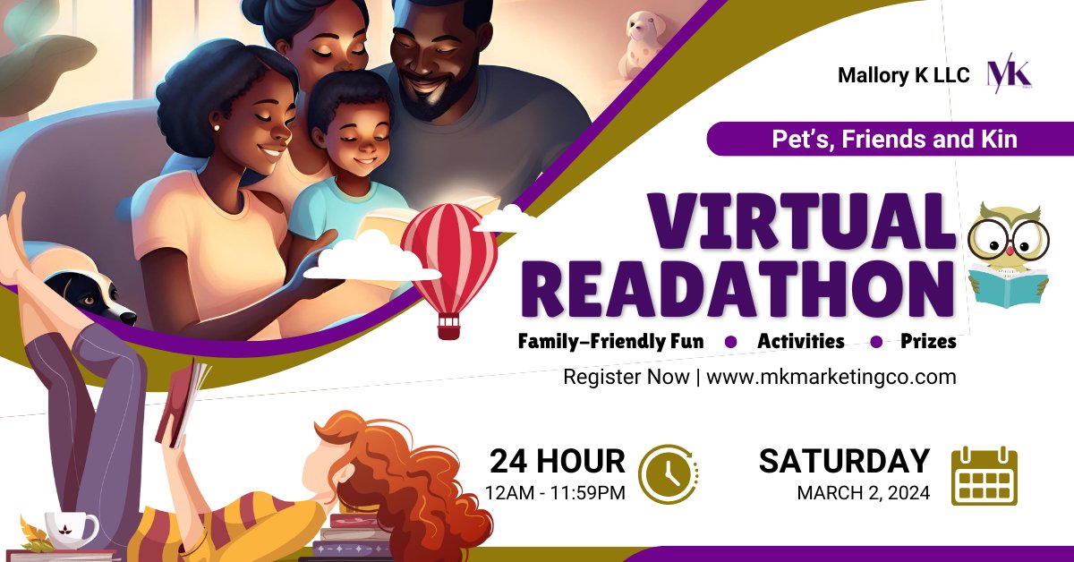 mkmarketingco's tweet photo. Join us for our next virtual readathon on Saturday, March 2, 2024 and have a chance to receive a $50 Amazon Gift Card and other gifts! Our goal is to inspire 10,000 Active Readers.

https://t.co/DclblzACFy https://t.co/nTJwqsAvYl