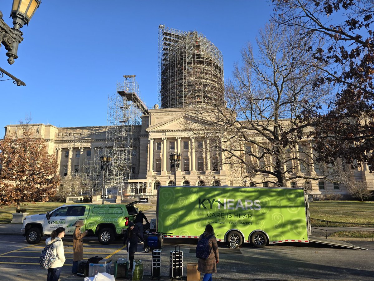 mssgov's tweet photo. Today, the @HeuserInstitute held a hearing clinic at the Capitol as part of the KY HEARS program.

This program expands hearing healthcare to underserved Kentuckians through a mobile unit and was made possible by the support of the General Assembly and @GovAndyBeshear. https://t.co/q1VQlVxxg3