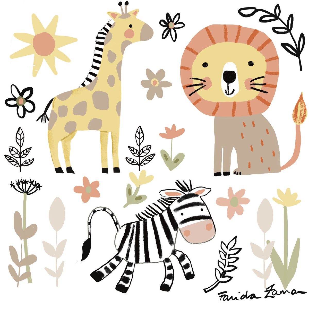 fzamanart's tweet photo. I create some new wall art incorporating baby animals for baby nursery’s. I combined all the characters in one piece to share here.
.
.
.
#doitfortheprocess #showyourwork #printandpattern #printdesign #artlicensing #daily_art #kidlitart #picturebookart #animalillustration https://t.co/DrCxgsca9J