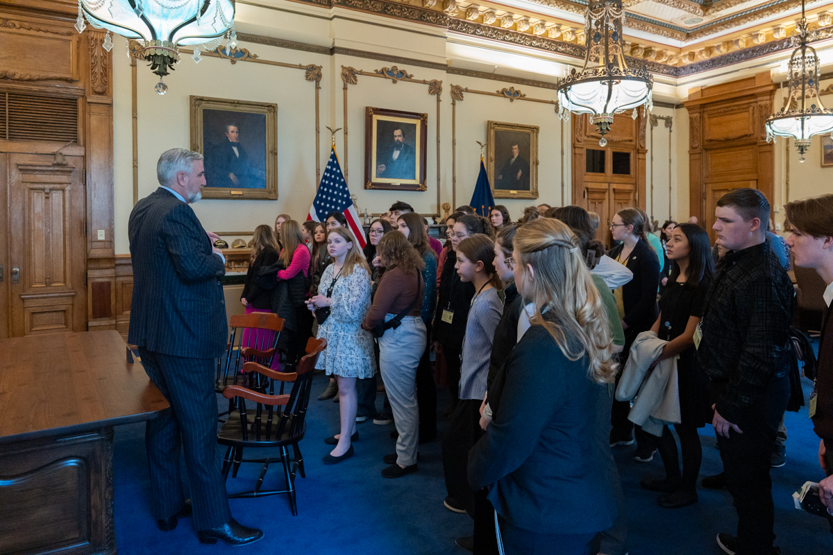 It was awesome catching up with #Indiana 4-H Ambassadors today at the Statehouse. These kids make me excited about our civic future.