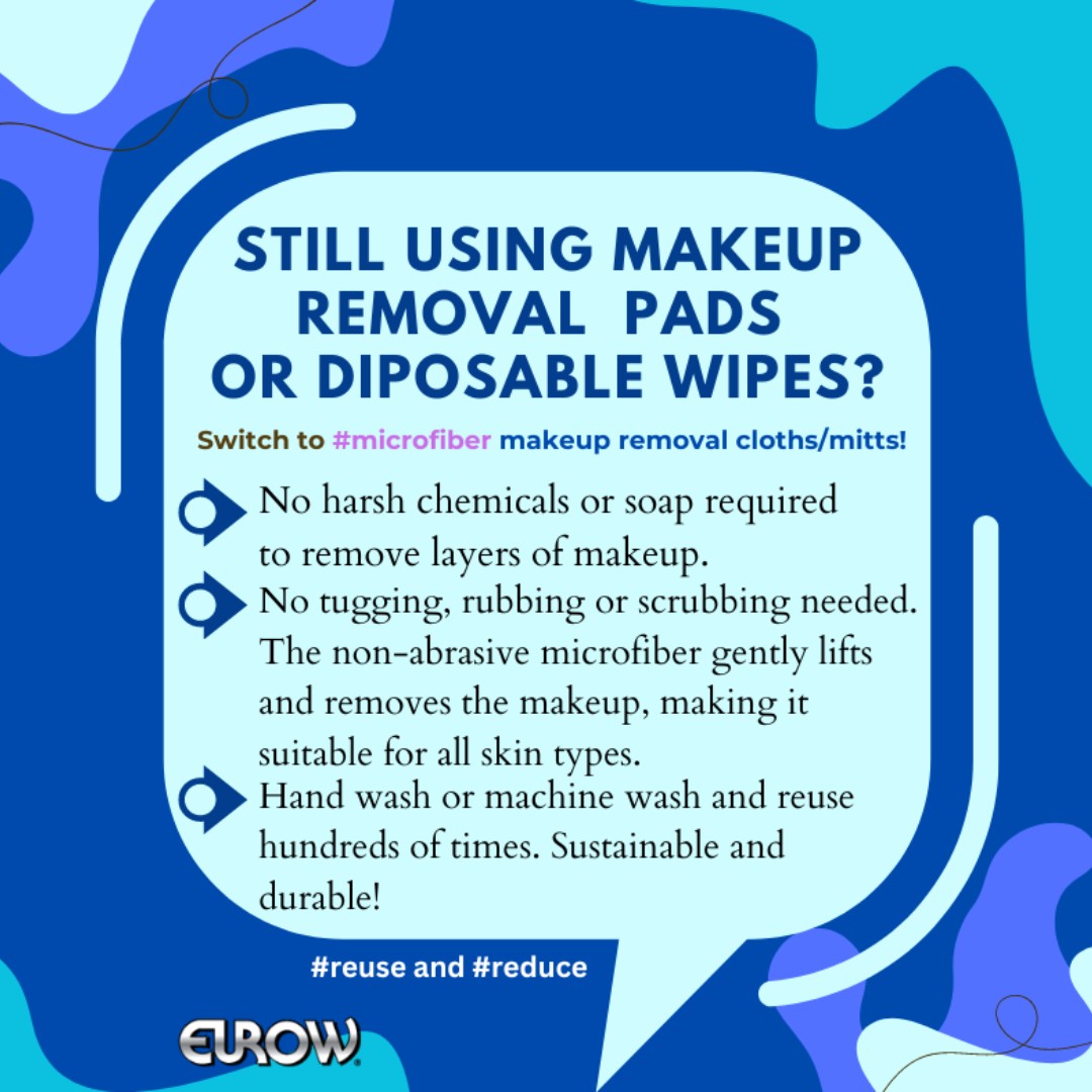 ✨ Make the switch to durable #microfiber cloths or mitts for a more #sustainable makeup removal routine.
🛒 ow.ly/Yhq250QANCP
🛒 amazon.com/dp/B09PZ94TVW

#eurow #skincare #makeupremoval #makeupremover #microfibermagic #microfibercloth #microfibermakeup #makeupremovalpads