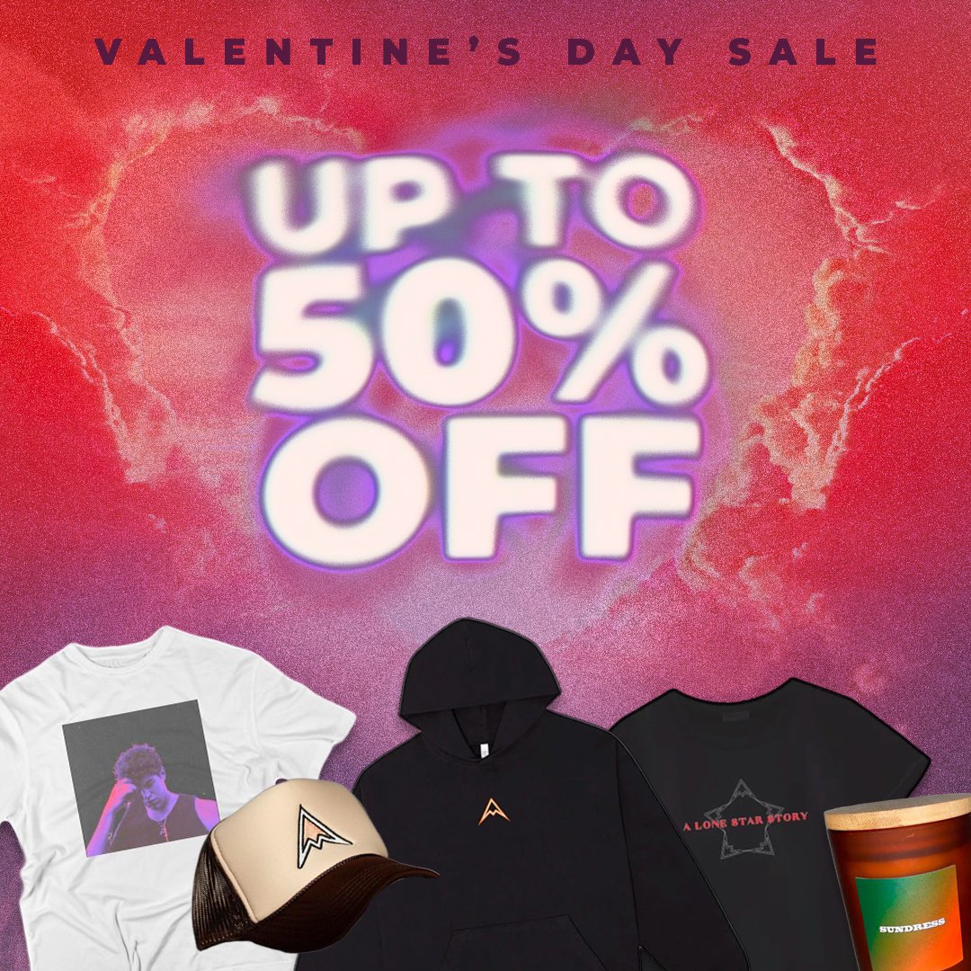 AustinMahone's tweet photo. Get up to 50% OFF on my online store now through Valentine’s Day! ❤️‍🔥 https://t.co/CaFsRd1f75 https://t.co/cGif1yWuIK