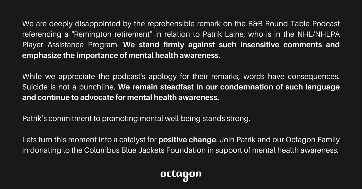 We urge everyone to support <a href="/PatrikLaine29/">Patrik Laine</a> in this cause to help foster a culture of understanding and empathy around mental health.
 
Please join us in donating.
e.givesmart.com/events/tkZ/