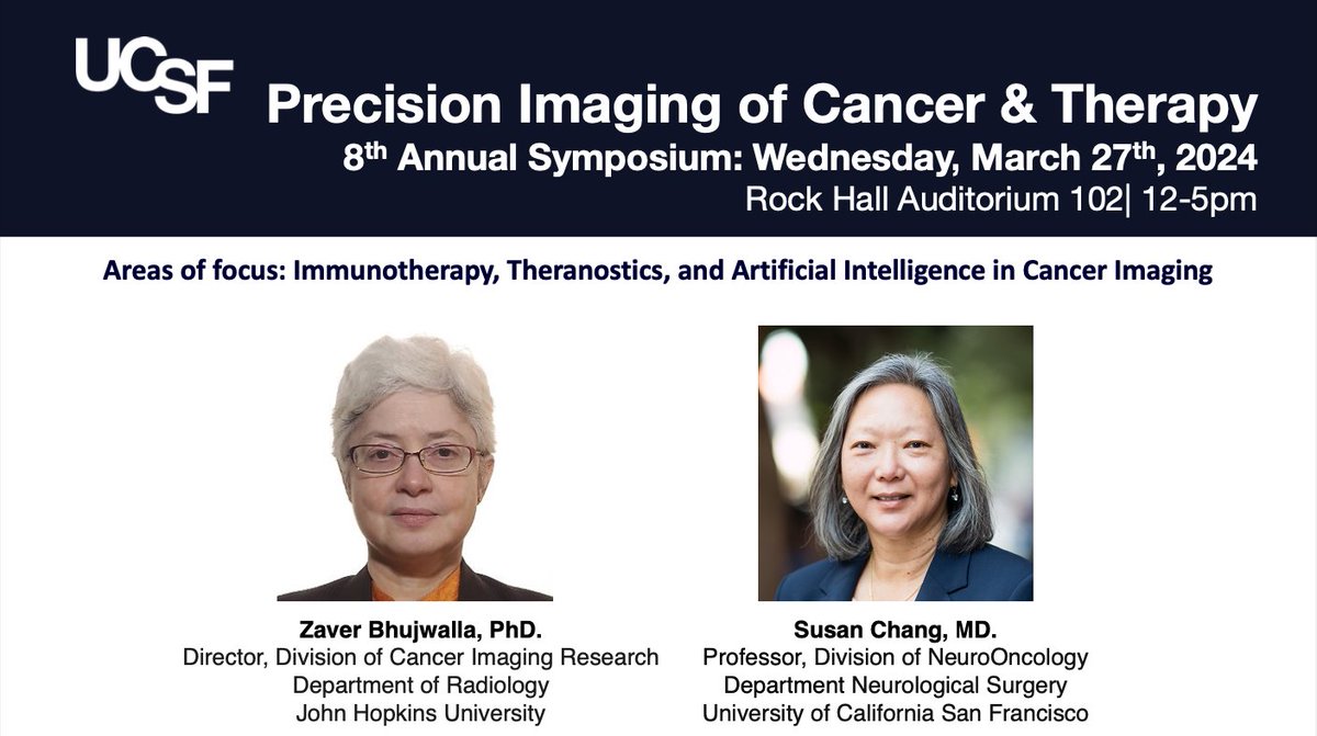 Abstracts for @UCSFCancer's 8th Annual Precision Imaging of Cancer & Therapy Symposium are due February 23! Learn more here ➡️ calendar.ucsf.edu/event/8th_annu…