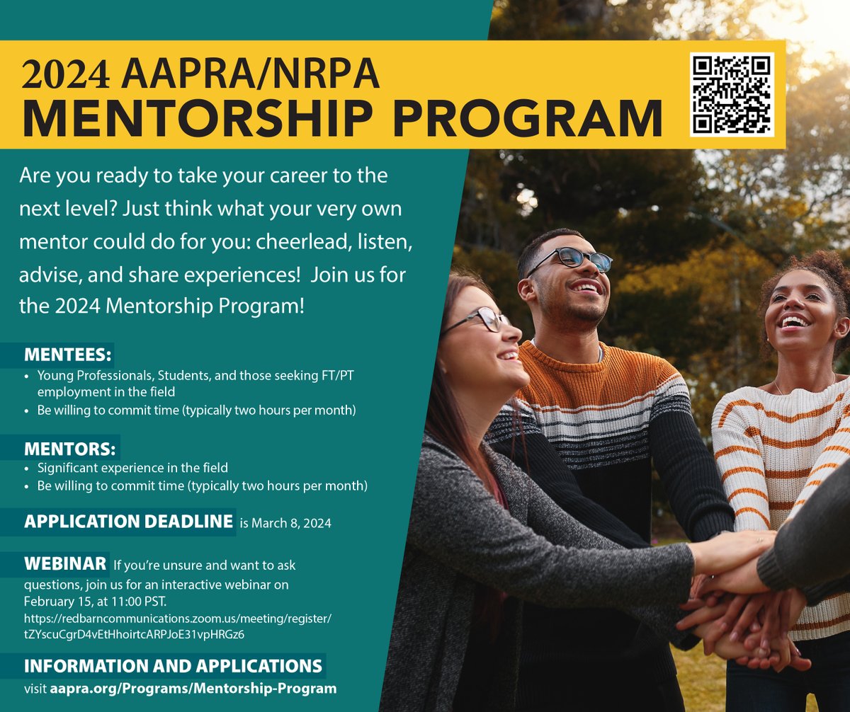 Are you ready to take your career to the next level? Just think what your very own mentor could do for you: cheerlead, listen, advise, and share experiences! Join the 2024 Mentorship Program! aapra.org/Programs/Mento…