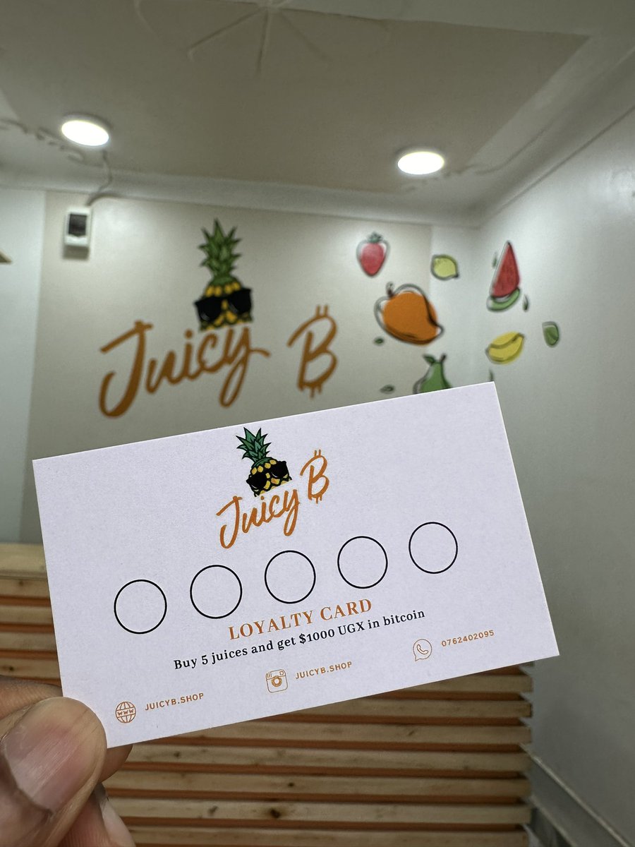 studentofbtc's tweet photo. The new loyalty card for #JuicyB

It’s low tech, but gets the job done as we ramp up. 

If you have any #Bitcoin loyalty solutions for brick and mortar, let us know. https://t.co/GTQloAT8ZT
