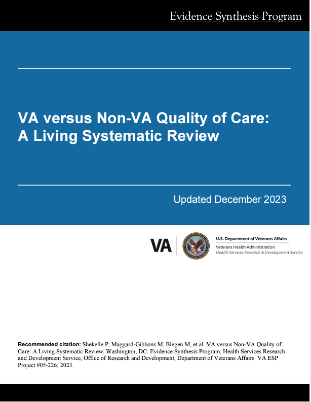 ICYMI: 'In general, most published studies of comparisons of quality of care show that Veterans getting care from VA get the same or better quality care than Veterans getting VA-paid community care or the general public getting non-VA care.' hsrd.research.va.gov/publications/e…