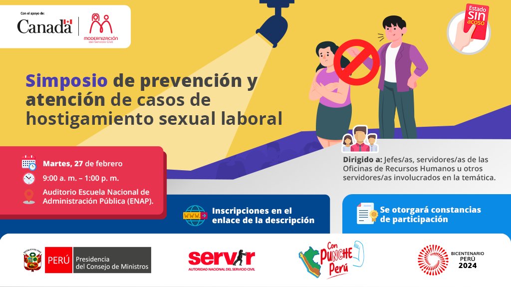 SERVIR_PERU's tweet photo. 🚨¡Atención, gestores y jefes las #ORH!🚨
Organizamos simposio sobre #HostigamientoSexualLaboral, gracias al apoyo del Gobierno de Canadá, a través del proyecto #Modserv.
✍️Inscripción: https://t.co/8bPlSQtFef
📆Cierre de inscripciones: 25/02/2024
#ServirModserv
#EstadoSinAcoso https://t.co/i87x2TA9YI