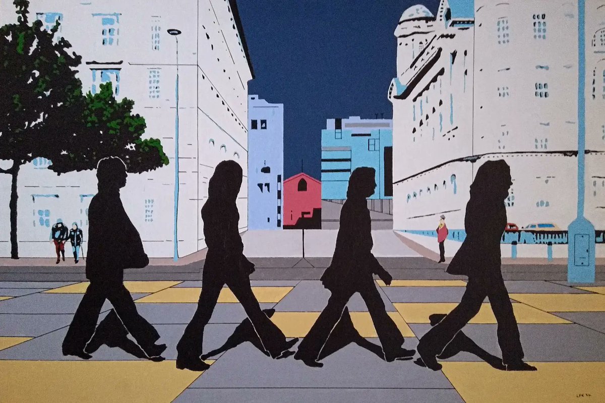bubbleartonline's tweet photo. Abbey Rd reimagined in Liverpool ! #Beatles #London #abbeyrd #3Graces #pierhead Paul, George, Ringo and John 😀❤️👍 https://t.co/8hw7KBSwSJ