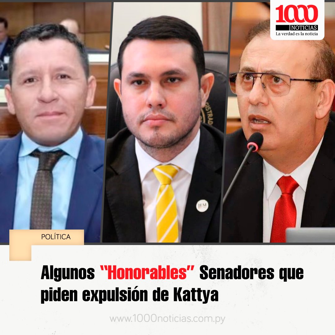 😬LA "RESERVA MORAL" QUE PIDE EXPULSIÓN DE KATTYA😬

🙄Erico Galeano, imputado por causa de narcotráfico en A Ultranza Py.

🙄Hernán Rivas, imputado por falsificación de documentos.

🙄Javier Vera, quien dijo a Radio 1000 que tenía asesores de HC que le decían que votar.

#1000am