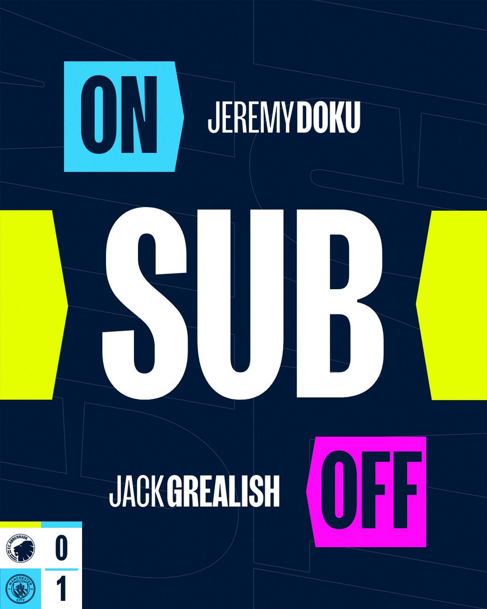ManCity's tweet photo. 22. CITY SUB | An enforced switch early on 🔁

⚪️ 0-1 🩵 #ManCity https://t.co/D8CCagBa9Z