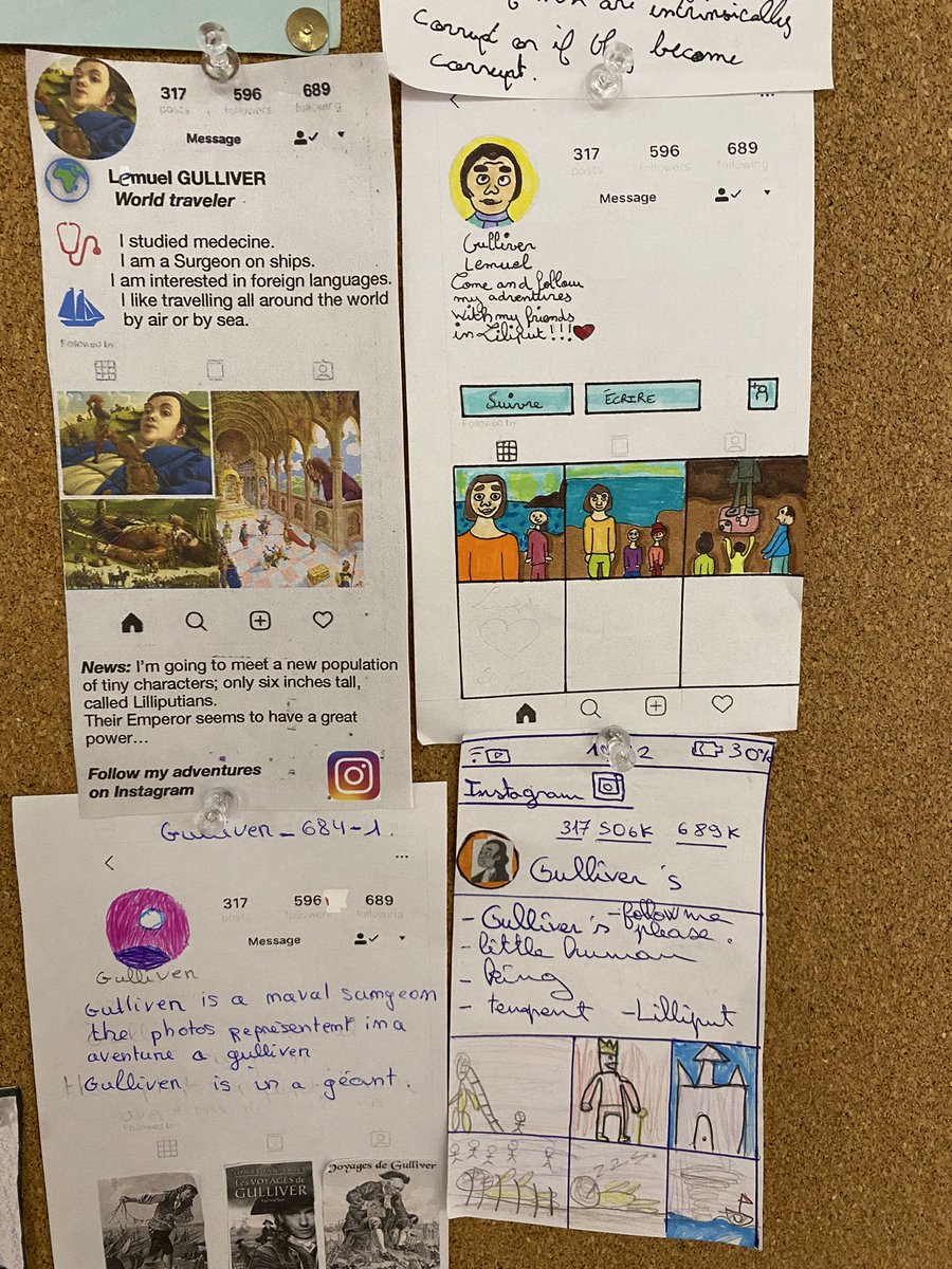 Suite de la lecture en LV pour les 5e LCE! Après études des personnages et lecture du 1er chapitre, go créer la page Instagram de Gulliver et la présenter à l’oral. #lectureenLV #lecturesuivie #LCEanglais #cycle4