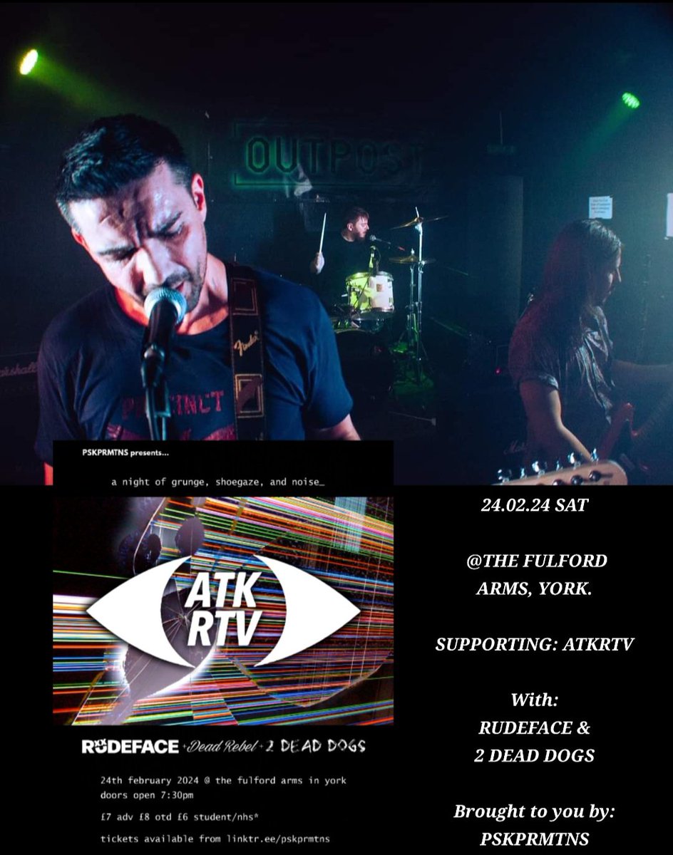 BIG NEWS! SAT 24.02.24 We will be heading to The Fulford Arms York for the first time! Supporting the belter ATKRTV with RUDEFACE &amp; Two Dead Dogs

seetickets.com/tour/atkrtv-ru…

York Let's be avin ye! Hope you are ready for some #doomdance

PSKPRMTNS
TerrorFoster Photos  📸