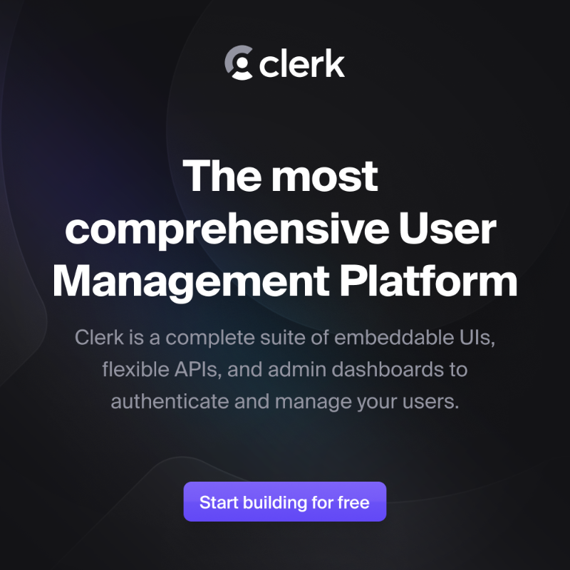 clerk's tweet photo. Simple and secure user authentication, complete with everything you need out-of-the-box to provide a secure experience for your users.