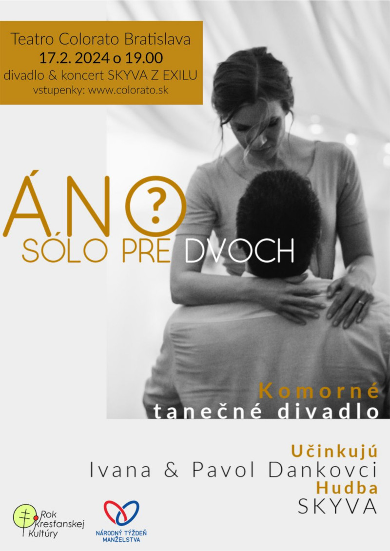 V rámci roka kresťanskej kultúry a Národného týždňa manželstva srdečne pozývame na umelecký večer ÁNO? – sólo pre dvoch
abuba.sk/abuba/node/1312