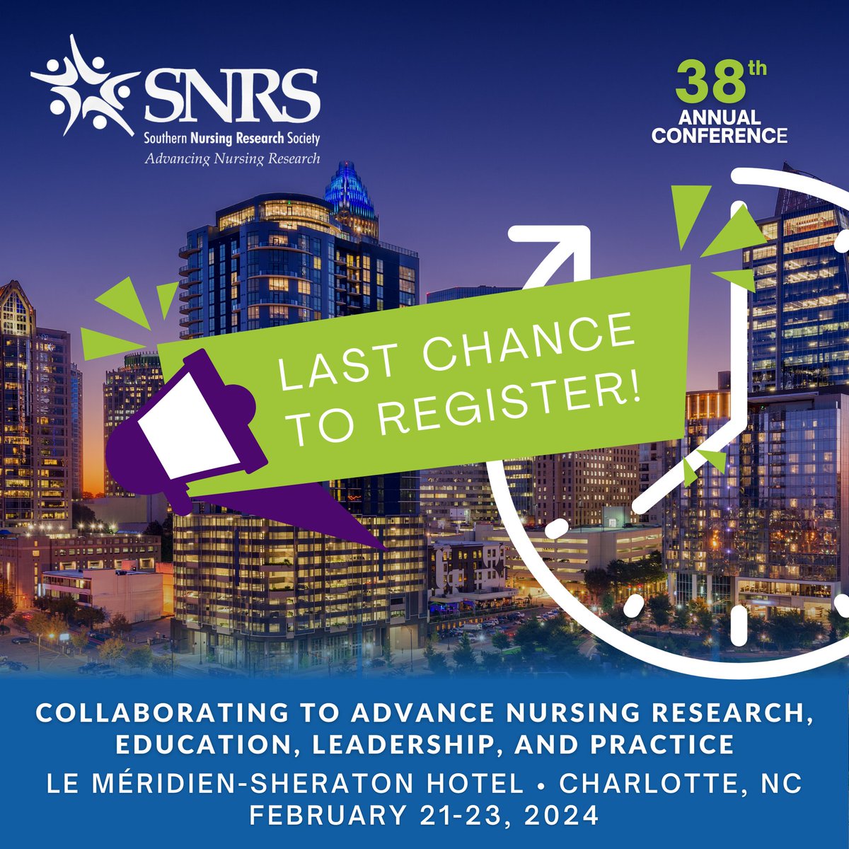 ⏳Last chance to register for the SNRS 38TH Annual Conference, taking place in Charlotte, North Carolina, Wednesday, February 21–Friday, February 23, 2024. *Online registration will close on February 14, 2024, 5:00pm ET.* 💻Register here: snrs.org/events/2024-an…