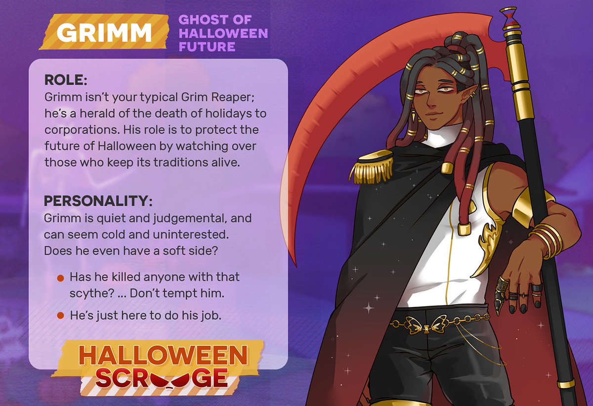 HamiltonHour's tweet photo. Halloween Scrooge (2021, Spooktober VN Jam) was
@veetwentythree's first VN and first solo game! It's a cozy halloween-themed twist on A Christmas Carol, and it's a kinetic novel with opportunities to flirt (or not) with 3 handsome ghosts

- 8k text

https://t.co/w4L3mm3LZu https://t.co/XLyK9ChoKN