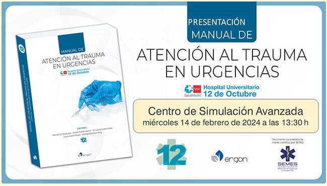 🛎 Pues nos estrenamos en X con la presentación de nuestro Manual de Atención al Trauma en Urgencias que tendrá lugar mañana a las 13:30 en nuestro hospital.