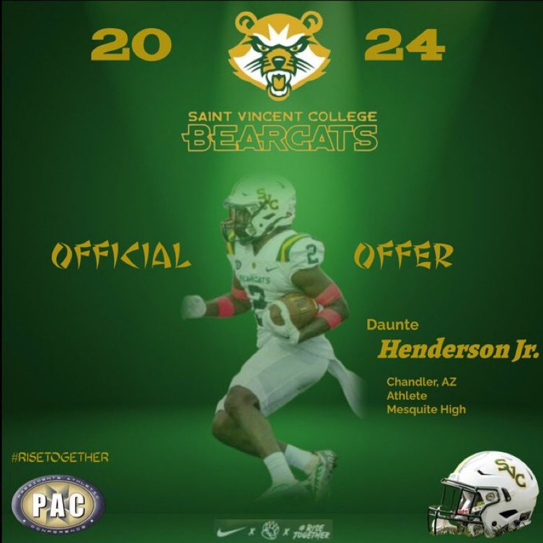Henderson80D's tweet photo. #AGTG after a conversation with @TerronColson I am blessed to say I got a offer to continue my academic and athletic career from @SVC_Bearcats 
@AZHSFB @Sports360AZ @PrepRedzoneAZ @azc_obert @AZPreps365 @newyork9932 https://t.co/vAYofIOIW6