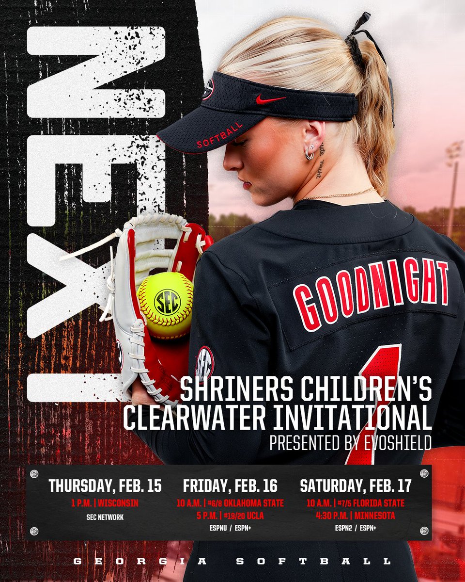 HUGE slate of games coming up in Clearwater at the Shriners Children's <a href="/ClearwaterInv/">Shriners Children's Clearwater Invitational</a> 🌴

Catch all the action on the networks of <a href="/ESPN/">ESPN</a> 

#Team28 | #GoDawgs