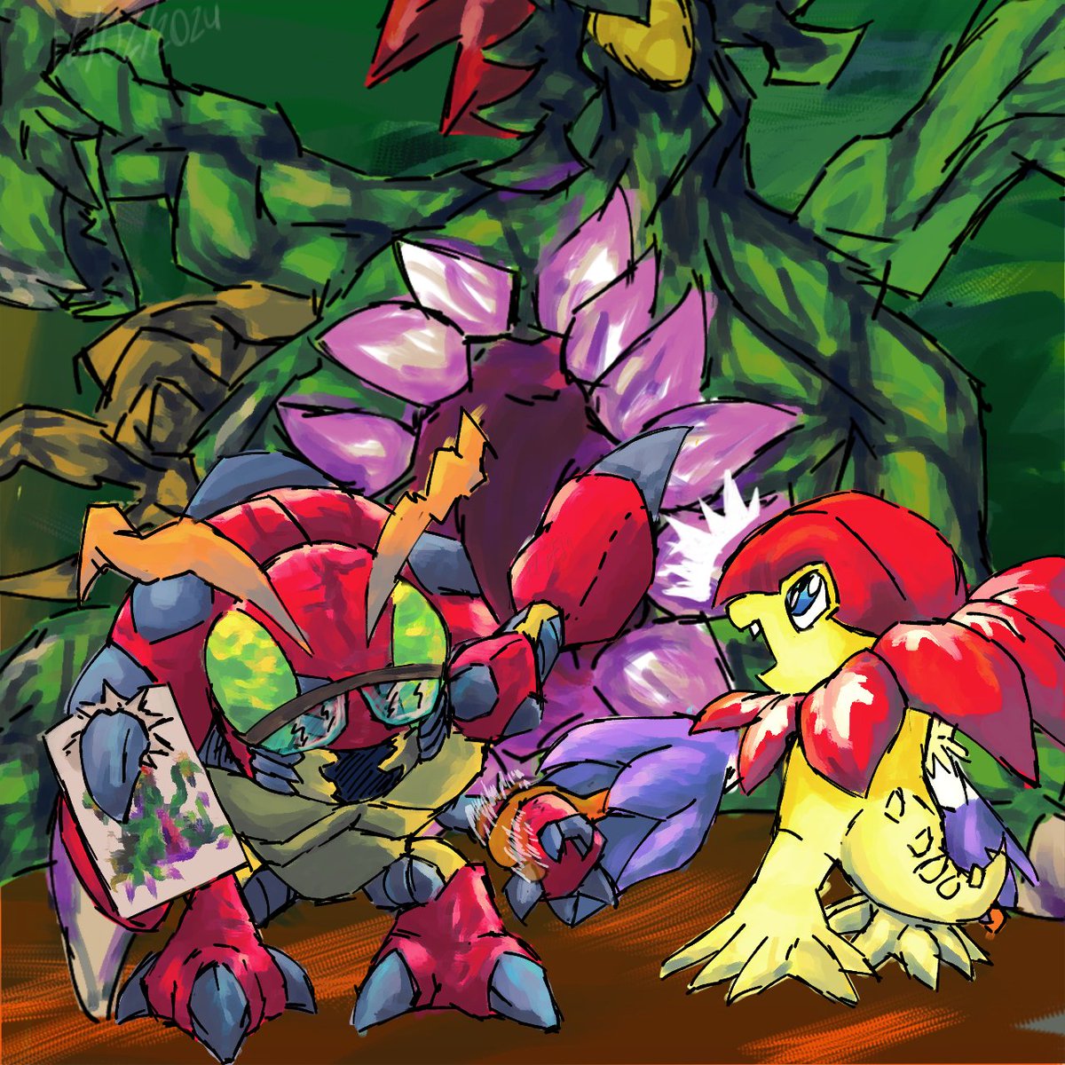 elpemsu's tweet photo. It's hydramon!!
#Digimon #digimonfanart #デジモン #tentomon #hydramon #floramon https://t.co/pENByWRHrk