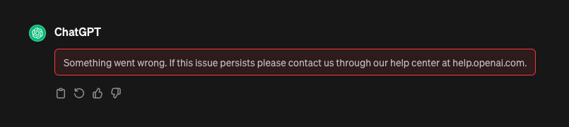Troy_Muir's tweet photo. @OpenAI ChatGPT down? 

Just getting this across both iOS and web app https://t.co/pe6rWBYPsH