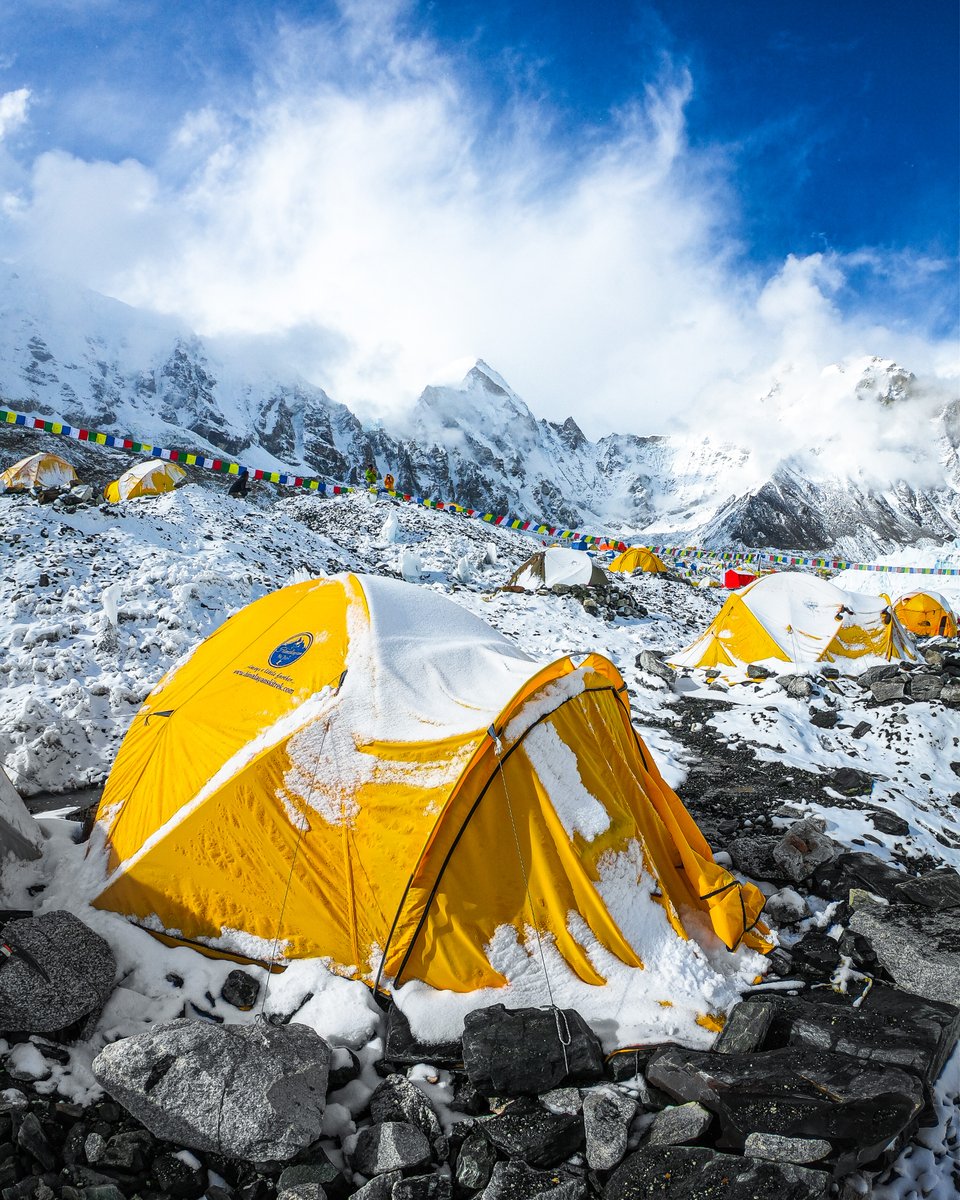 GoPro's tweet photo. Photo of the Day: Rizza Alee's Himalayan home 🏠 This snap from Everest Base Camp earned him a $250 GoPro Award.

#GoPro #GoProAwards #MtEverest #Everest #Mountaineering #Climbing #Himalayas https://t.co/POi1cgR1V3