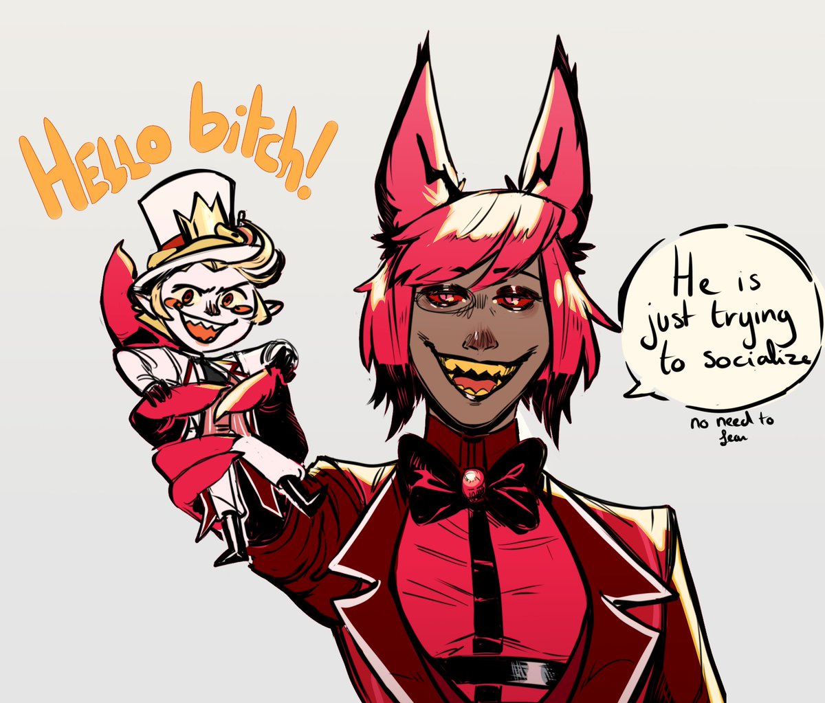 deadspaceguy1's tweet photo. supportive partner ywy #radioapple #alastorxlucifer #alastorhazbinhotel #LuciferHazbinHotel https://t.co/JDlj8KfVrw