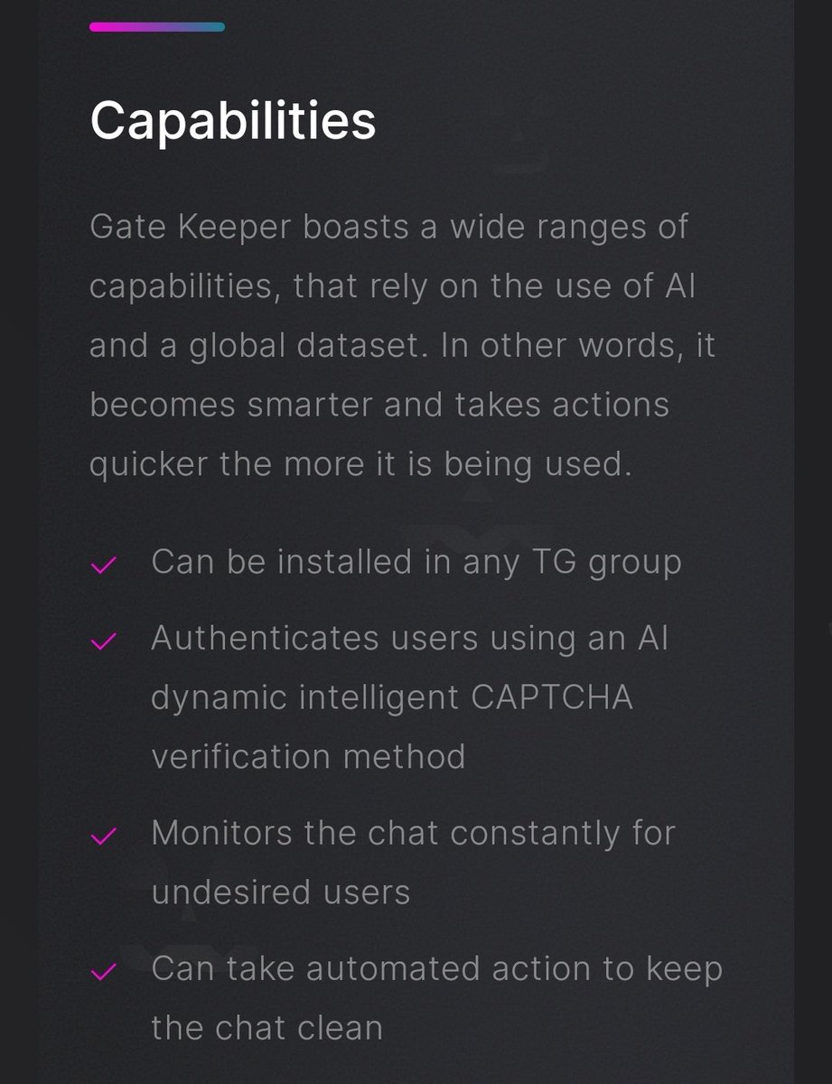 PolarOppBear's tweet photo. @Poe_Ether If they have $GATE #KEEPER protecting their TG, I'm aping it too 💪🏾

#AI #BASED #security #bot for #crypto #communities 

Say goodbye to #spam #fud #bots in your #telegram channel. 

0x3e2f9544c5297e0444b0d1ec4c520b19342d2ad7

https://t.co/0E9V3NTahJ https://t.co/ybgFuJyTsL