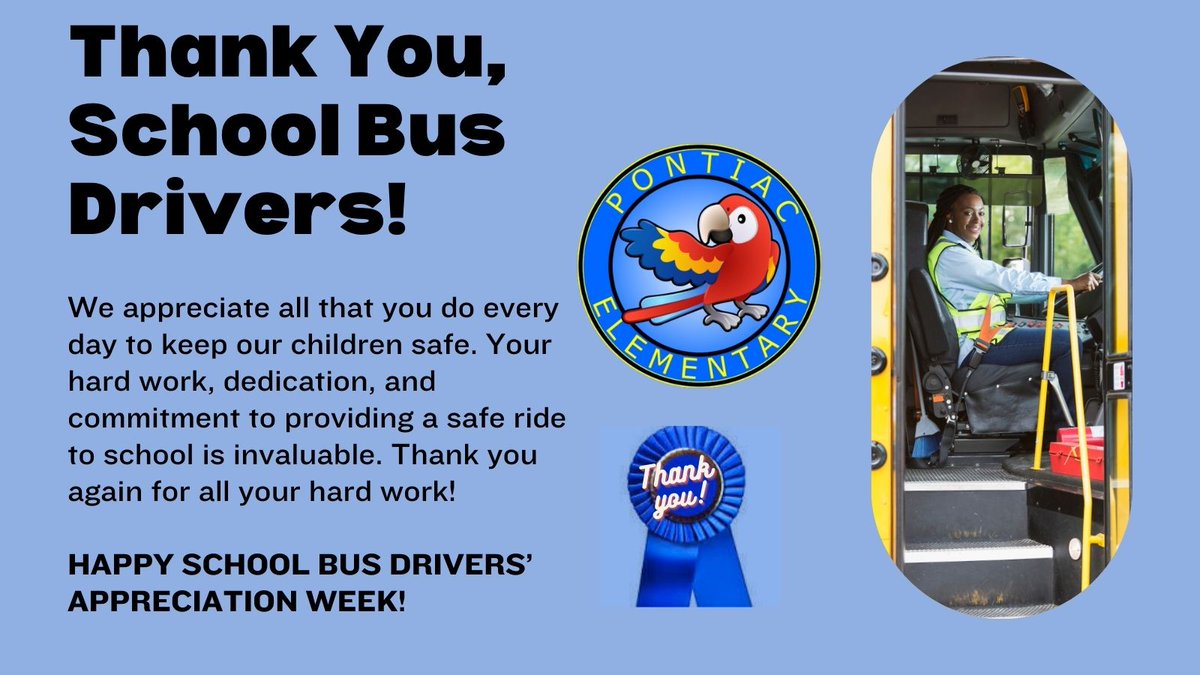 We are so thankful for our awesome bus drivers! Happy Bus Drivers' Appreciation Week!