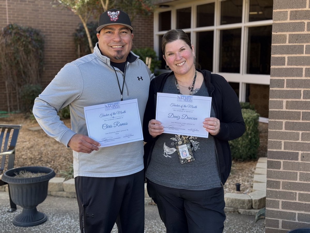 The Sachse Chamber of Commerce honored our January teacher of the month Chris Ramos and our February teacher of the month Deniz Duncan today at their monthly luncheon. Congratulations to these two amazing teachers!
