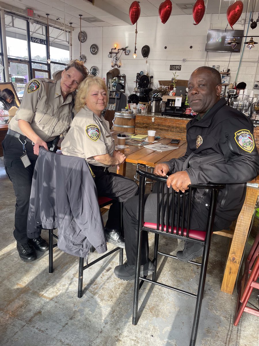Hi everyone meet our Code Enforcement team Sgt. Meijer, Off. Painter, and Off.Alexander! 
Thank you Christine, owner of JPresso Coffee Shop for letting us have a meeting. Your Community Engagement Officer!